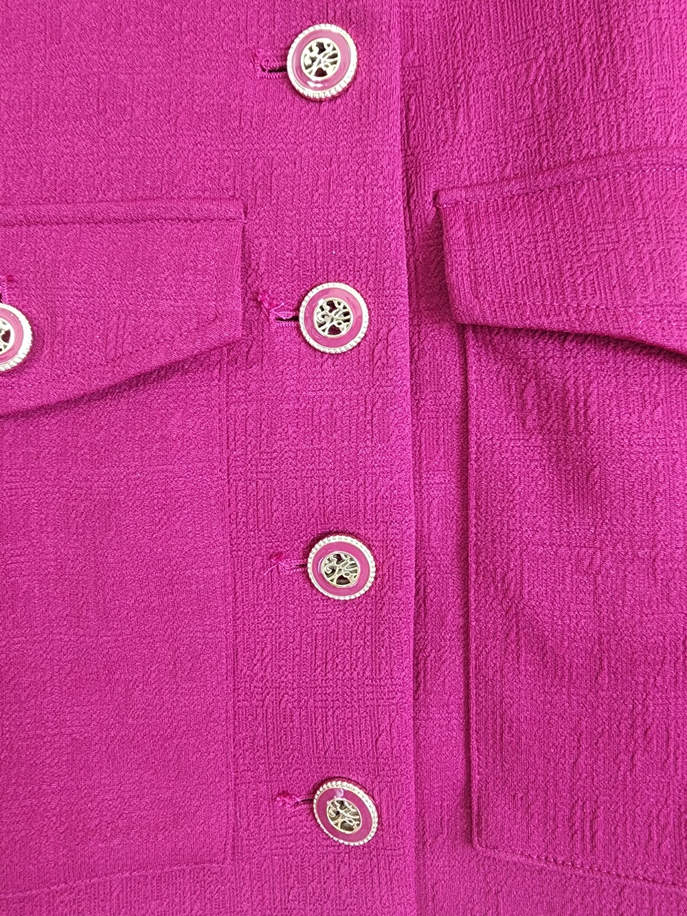 NYC Fuchsia Button-Front Cropped Blazer - Picture 4 of 5